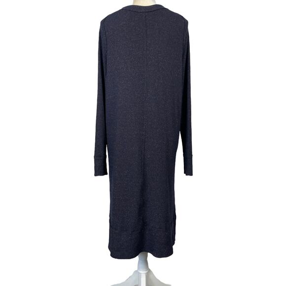 Free People Sparkle Knee Length Cardigan Navy Large Casual Cozy Transitional - Picture 9 of 12